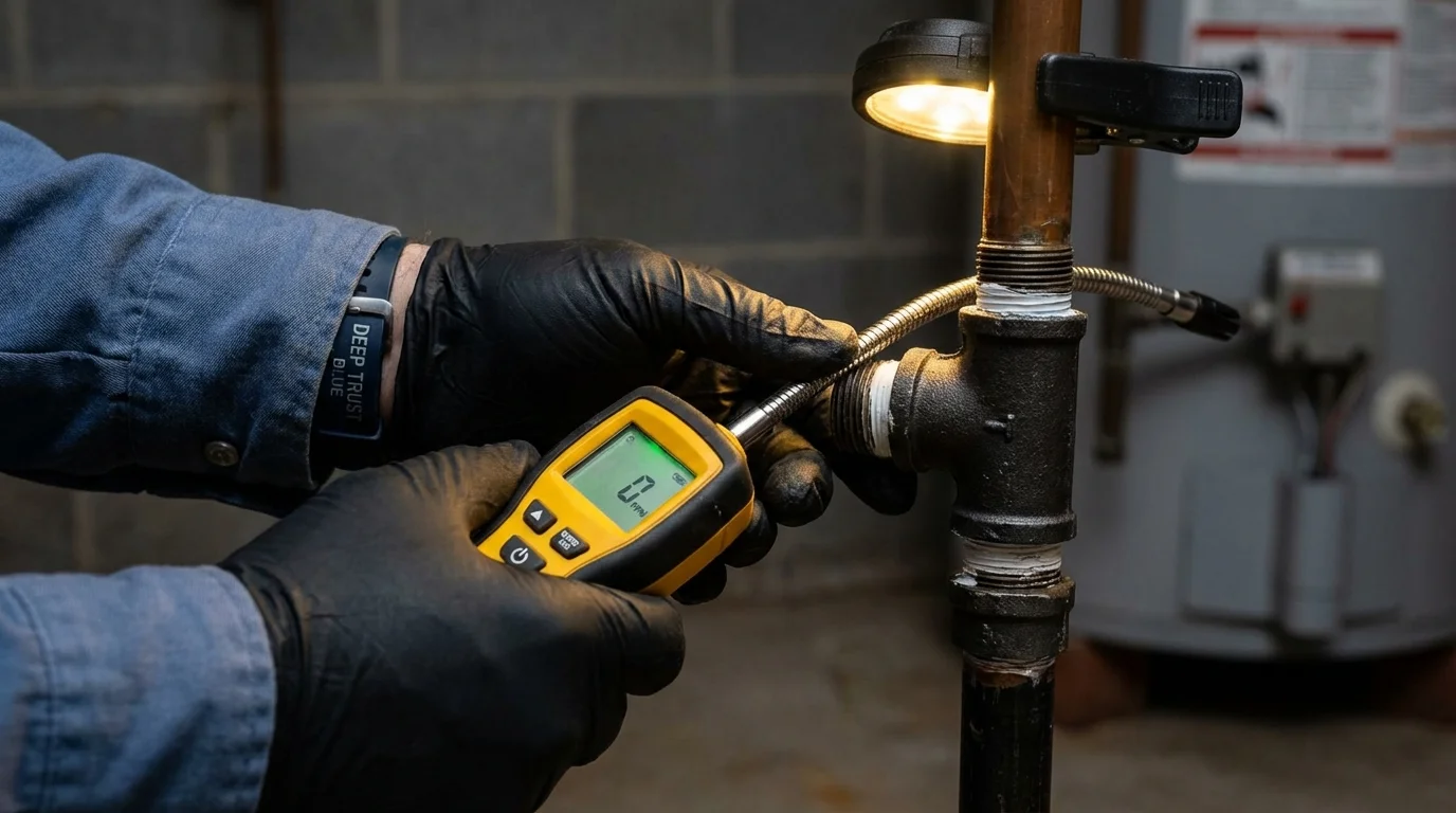 Gas leak detection with electronic sniffer by Johns Plumbing LLC in Forney